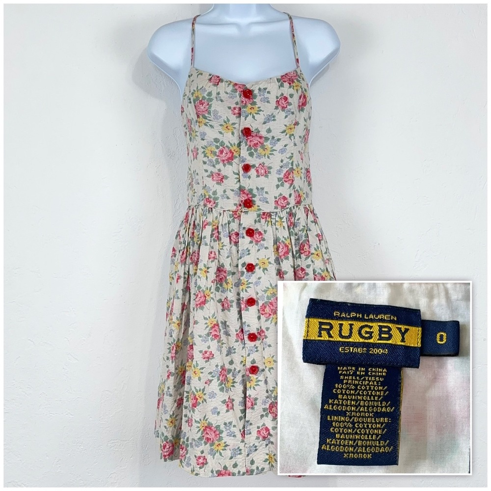 Rugby Ralph Lauren Women Floral Dress Sz 0 Summer Floral Button Front Crisscross